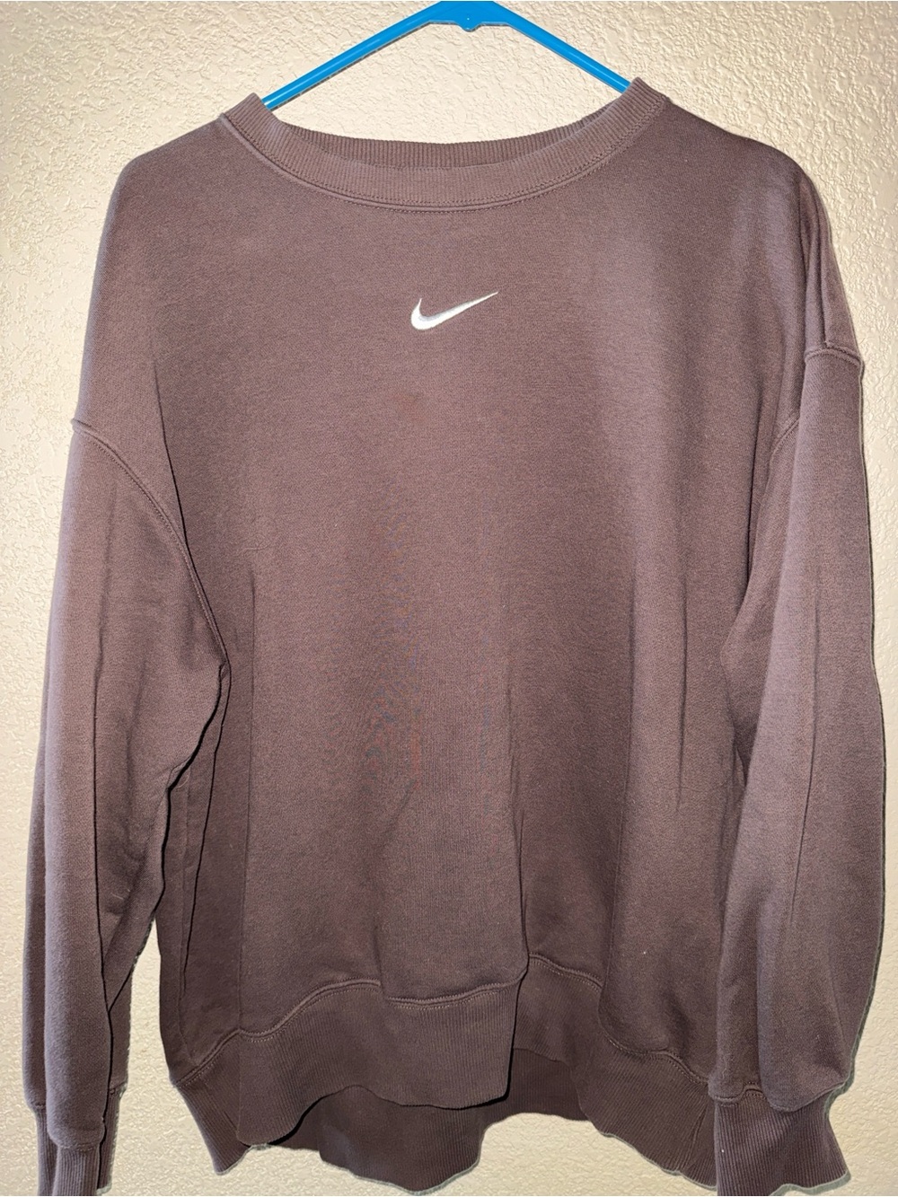Nike Women's Chocolate Brown Oversized Crewneck Sweatshirt